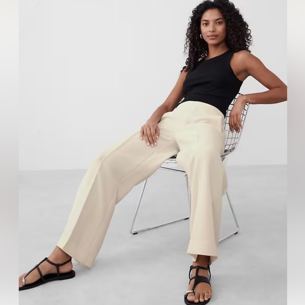 Women's Cream Wide-Leg Pants